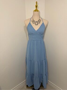 SHEIN Light Blue Halter Maxi Dress